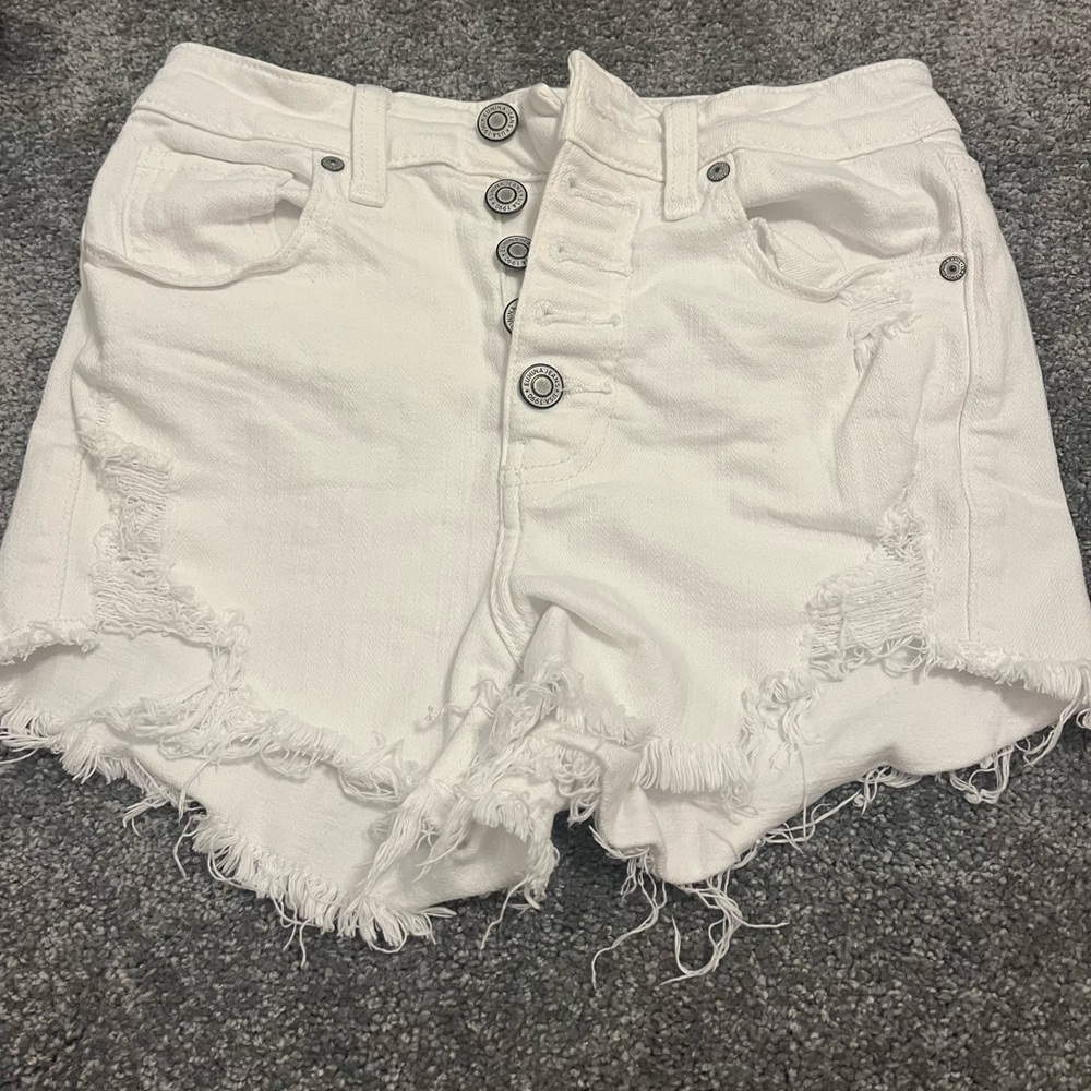 White Distressed Women Shorts